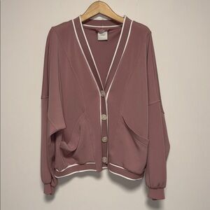 Varley pink rose decker off court cardigan sz l large worn once
